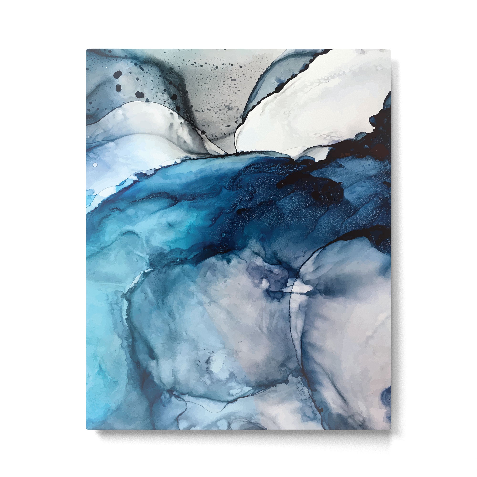 White Sand Blue Sea - Alcohol Ink Painting Metal Print Gallery Image 6