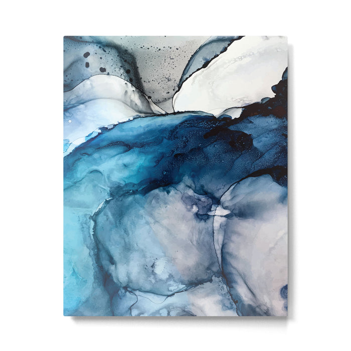 White Sand Blue Sea - Alcohol Ink Painting Metal Print Gallery Image 1