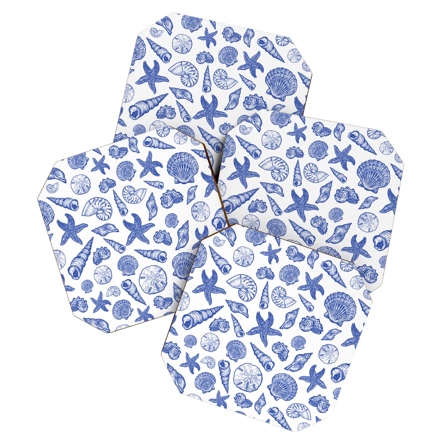 Blue Seashell Print Coaster Gallery Image 1