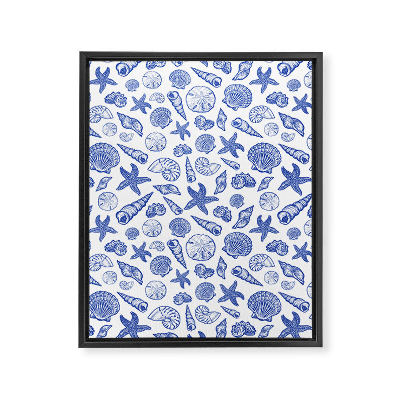Blue Seashell Print Framed Canvas Print Gallery Image 8