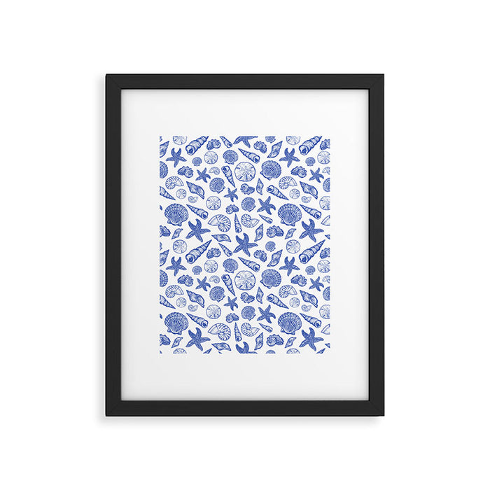 Blue Seashell Print Framed Art Print Gallery Image 1