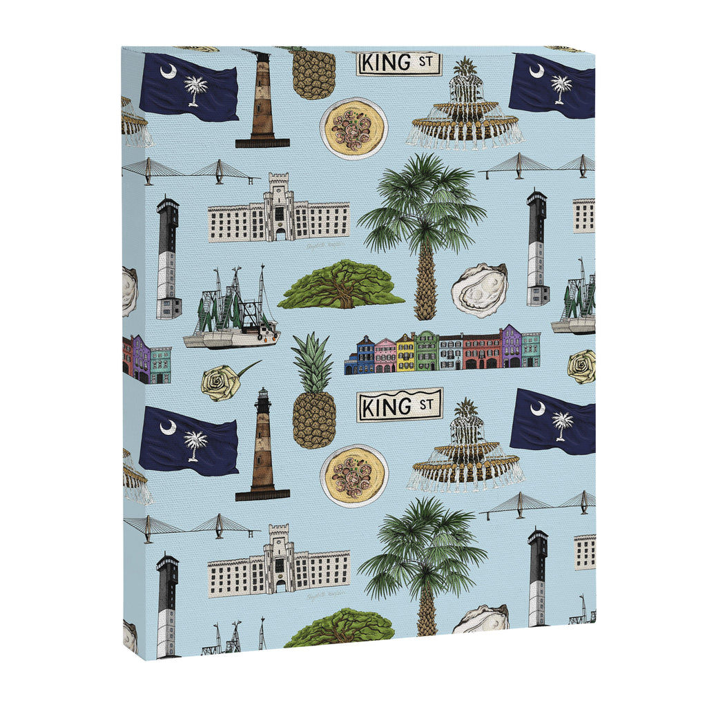 Charleston South Carolina Pattern - Blue Canvas Print Gallery Image 8