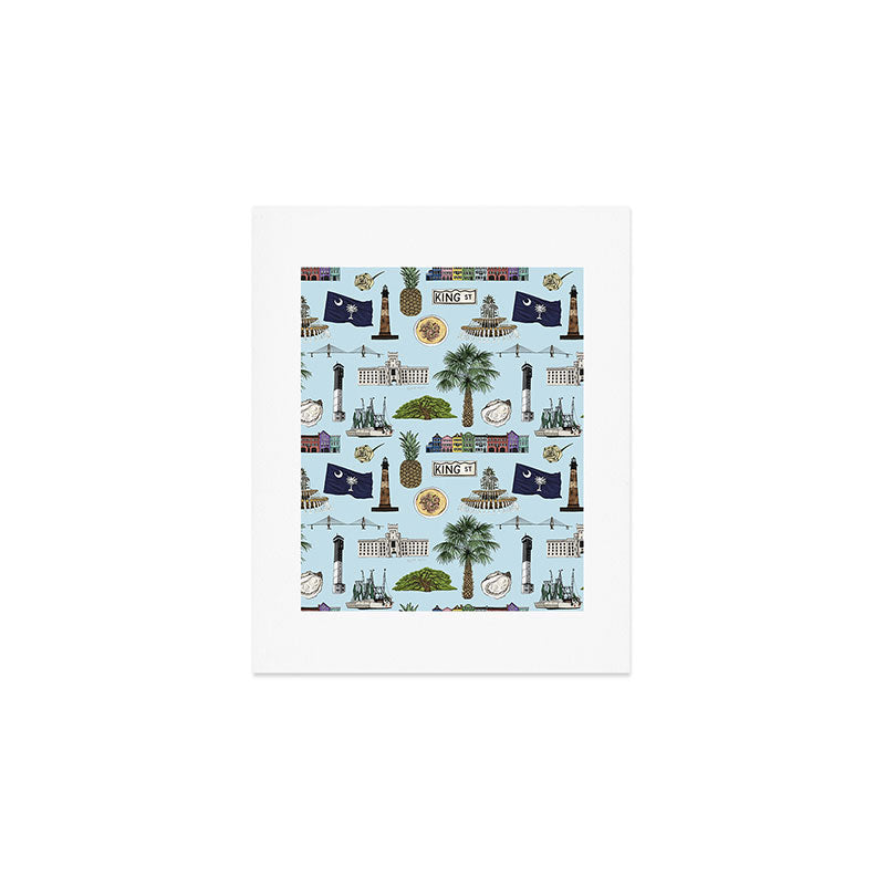 Charleston South Carolina Pattern - Blue Art Print Gallery Image 1
