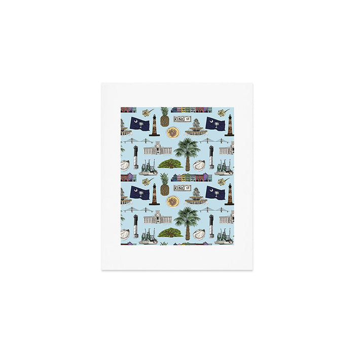 Charleston South Carolina Pattern - Blue Art Print Gallery Image 1