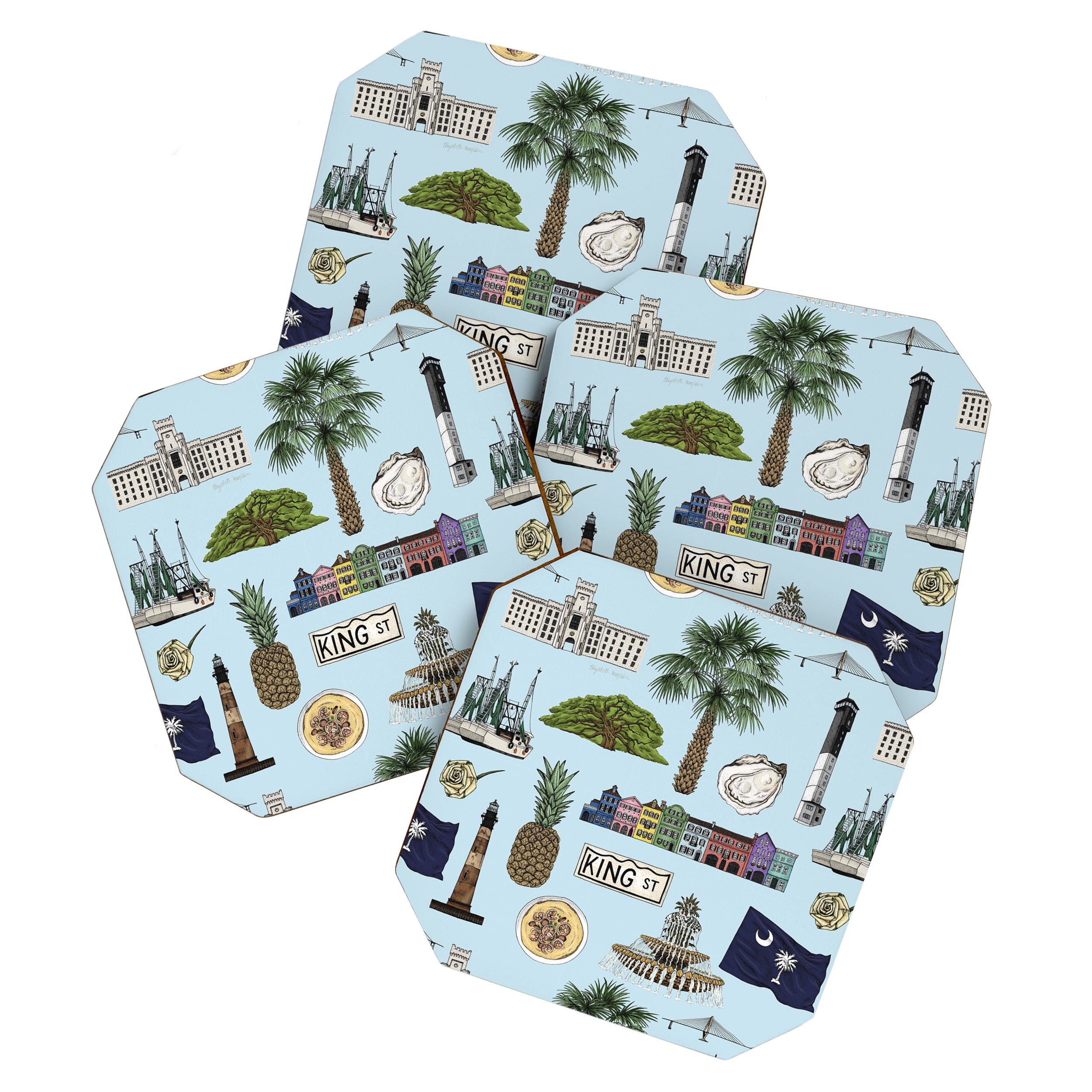 Charleston South Carolina Pattern - Blue Coaster Gallery Image 1
