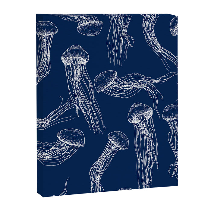 Jellyfish Print - Navy Canvas Print Gallery Image 1