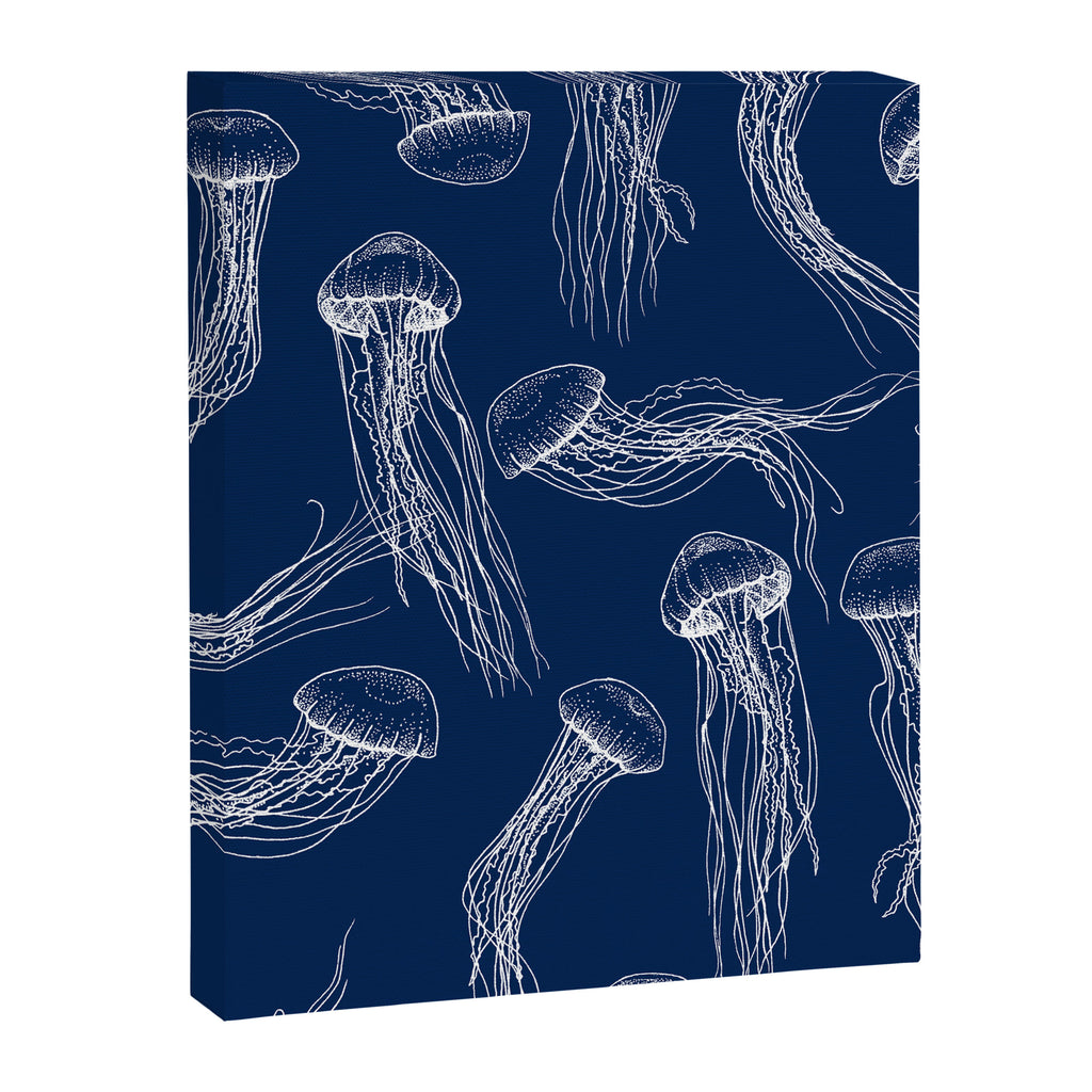 Jellyfish Print - Navy Canvas Print Gallery Image 8