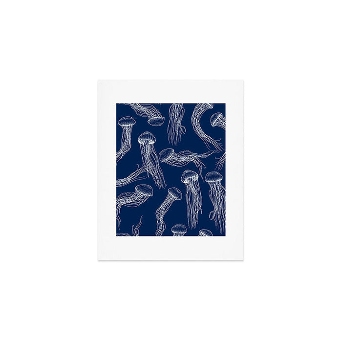 Jellyfish Print - Navy Art Print Gallery Image 1