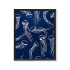 Jellyfish Print - Navy Framed Canvas Print Gallery Image 8
