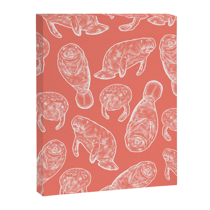 Manatee Print - Coral Canvas Print Gallery Image 1