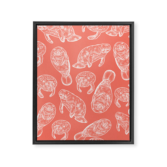 Manatee Print - Coral Framed Canvas Print Gallery Image 1