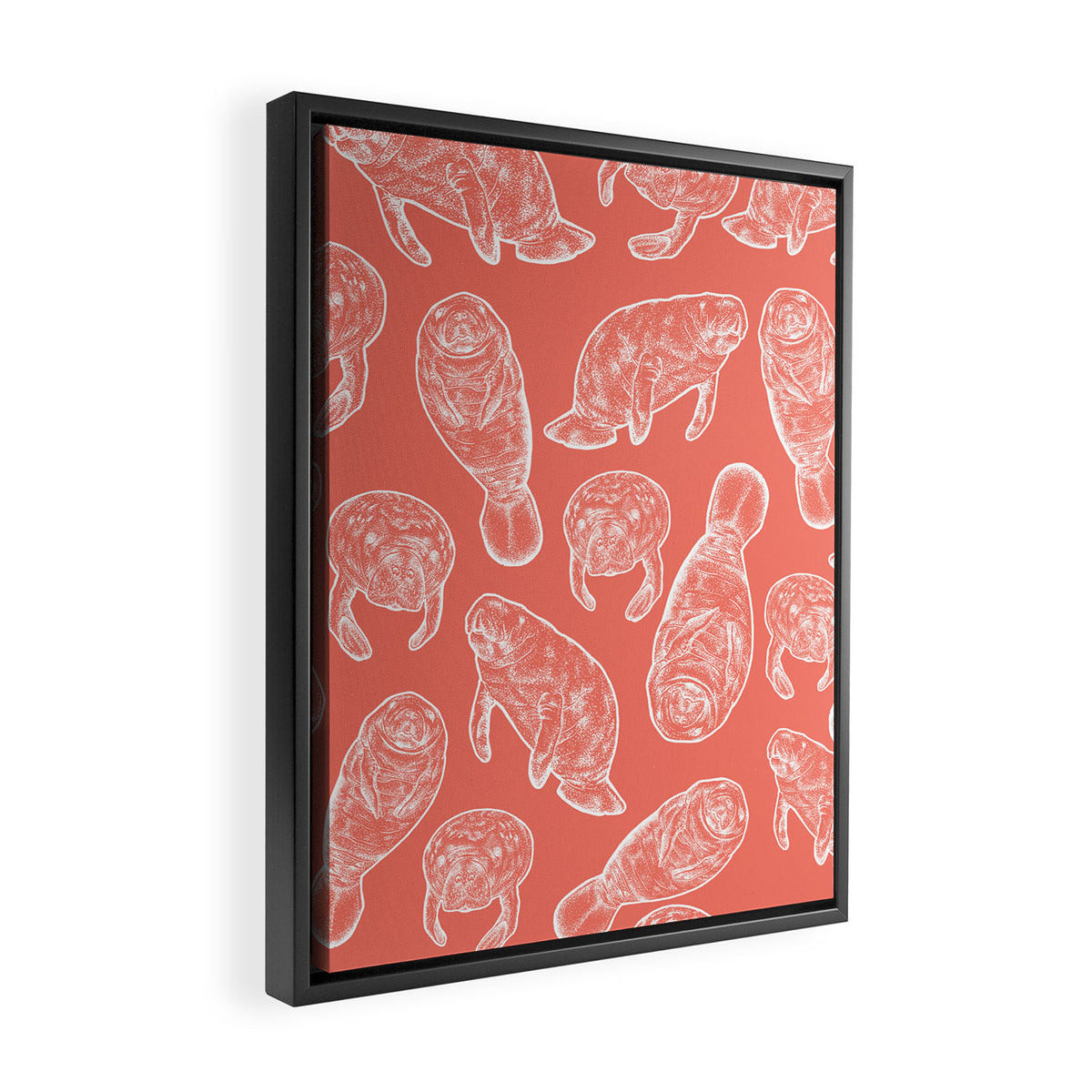 Manatee Print - Coral Framed Canvas Print Gallery Image 2