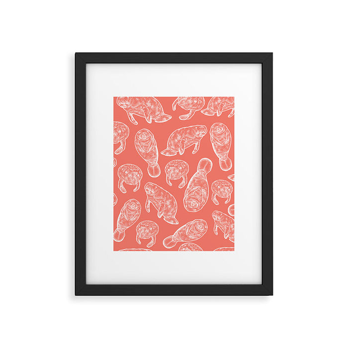 Manatee Print - Coral Framed Art Print Gallery Image 1