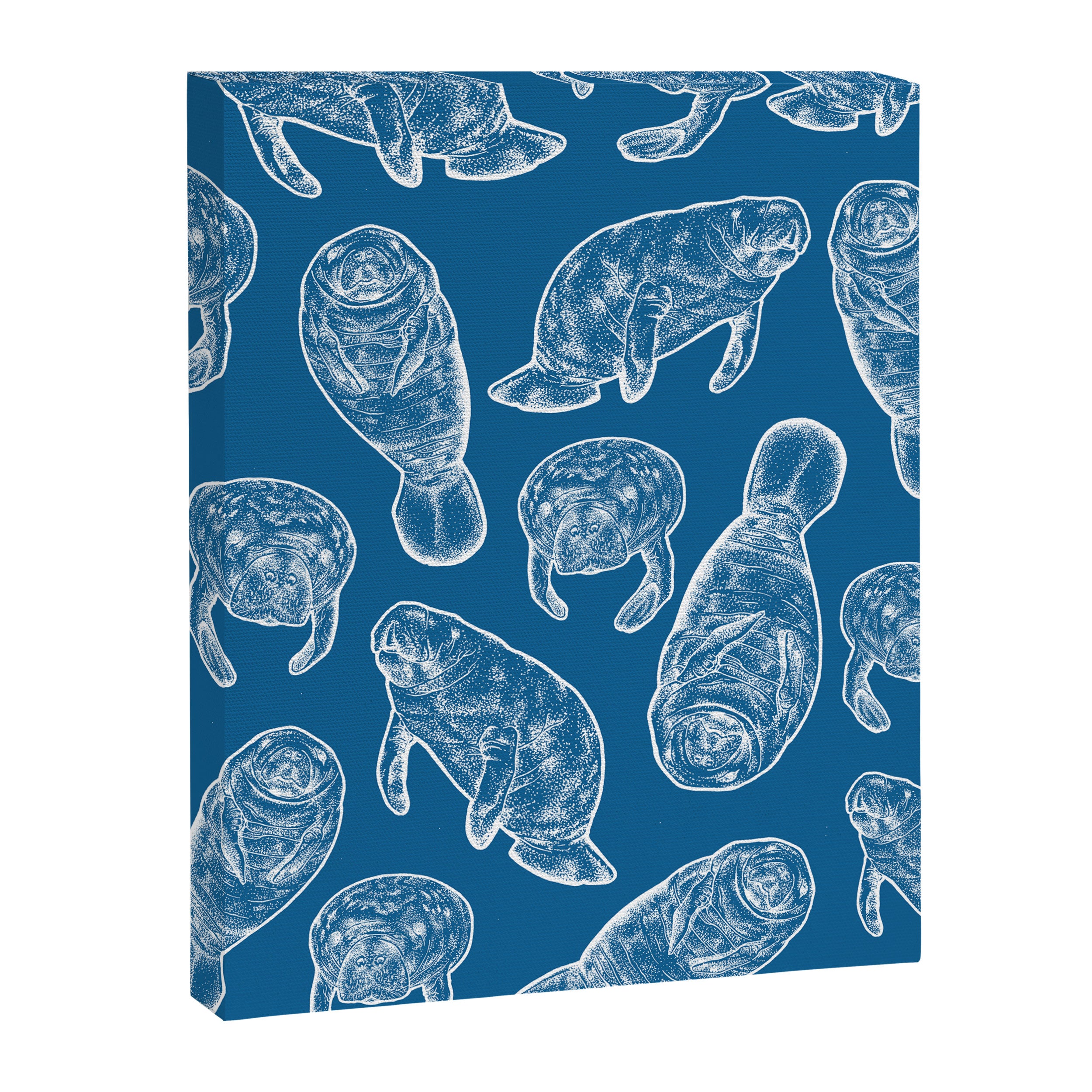 Manatees - Classic Blue Canvas Print Gallery Image 8
