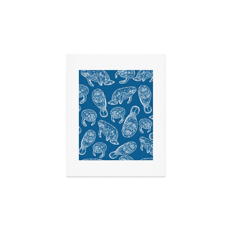 Manatees - Classic Blue Art Print Gallery Image 1