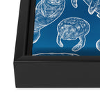 Manatees - Classic Blue Framed Canvas Print Gallery Image 3
