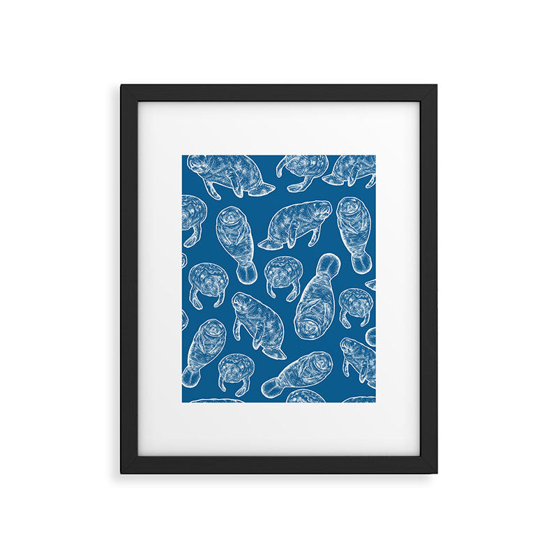 Manatees - Classic Blue Framed Art Print Gallery Image 6