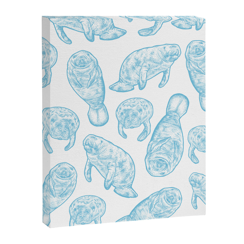 Manatees - Light Blue Canvas Print Gallery Image 8
