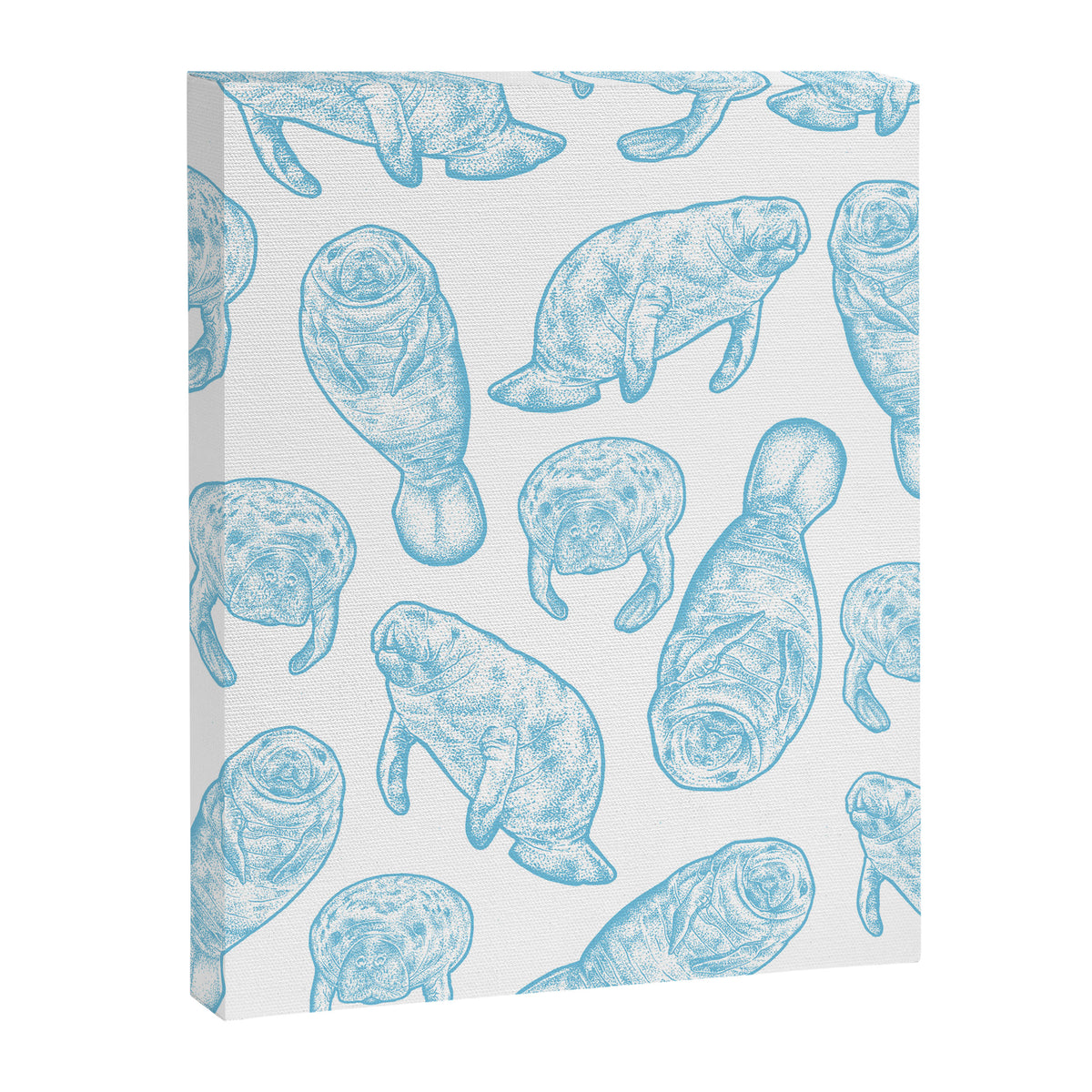 Manatees - Light Blue Canvas Print Gallery Image 8