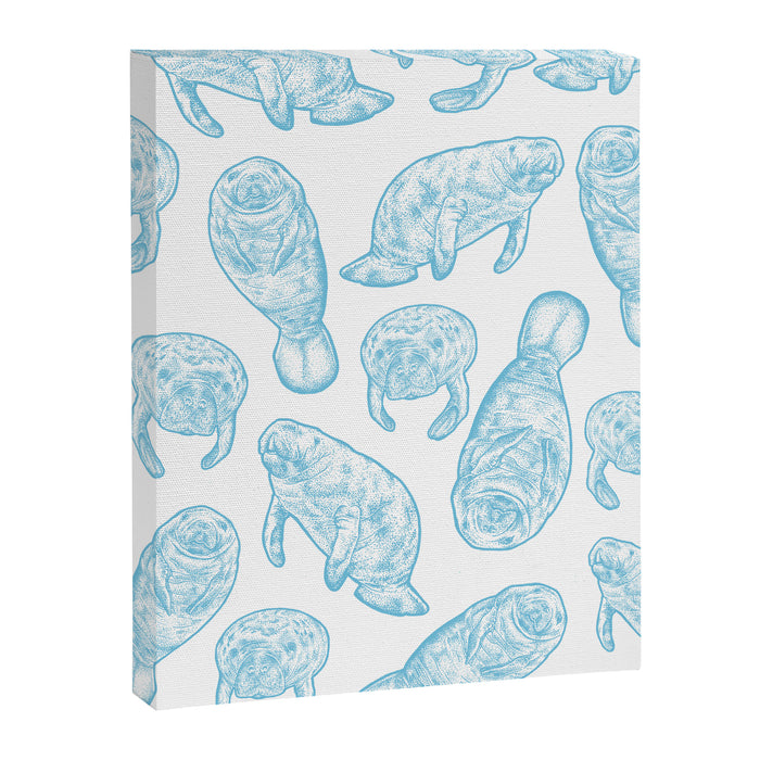 Manatees - Light Blue Canvas Print Gallery Image 1
