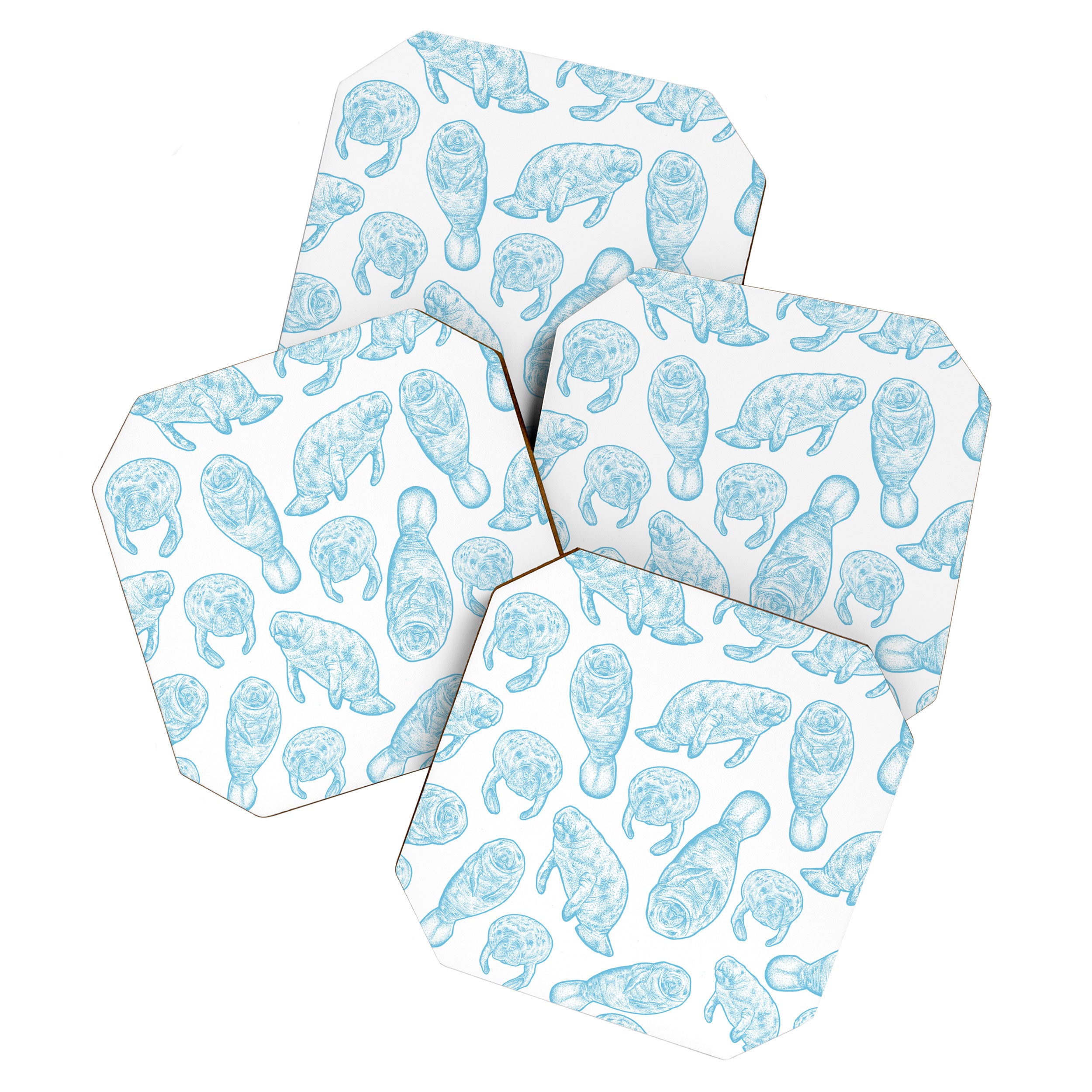 Manatees - Light Blue Coaster Gallery Image 1