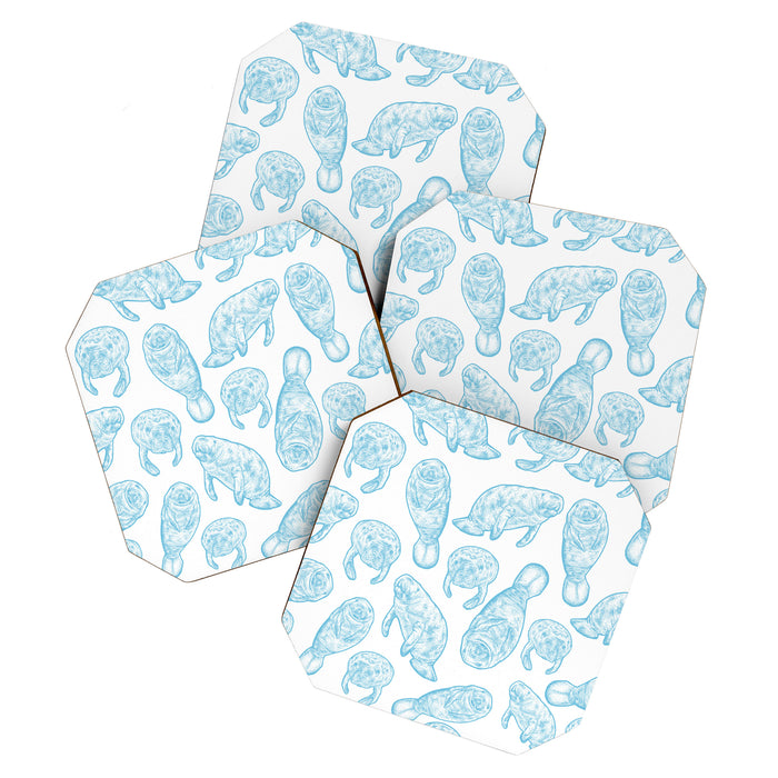 Manatees - Light Blue Coaster Gallery Image 1