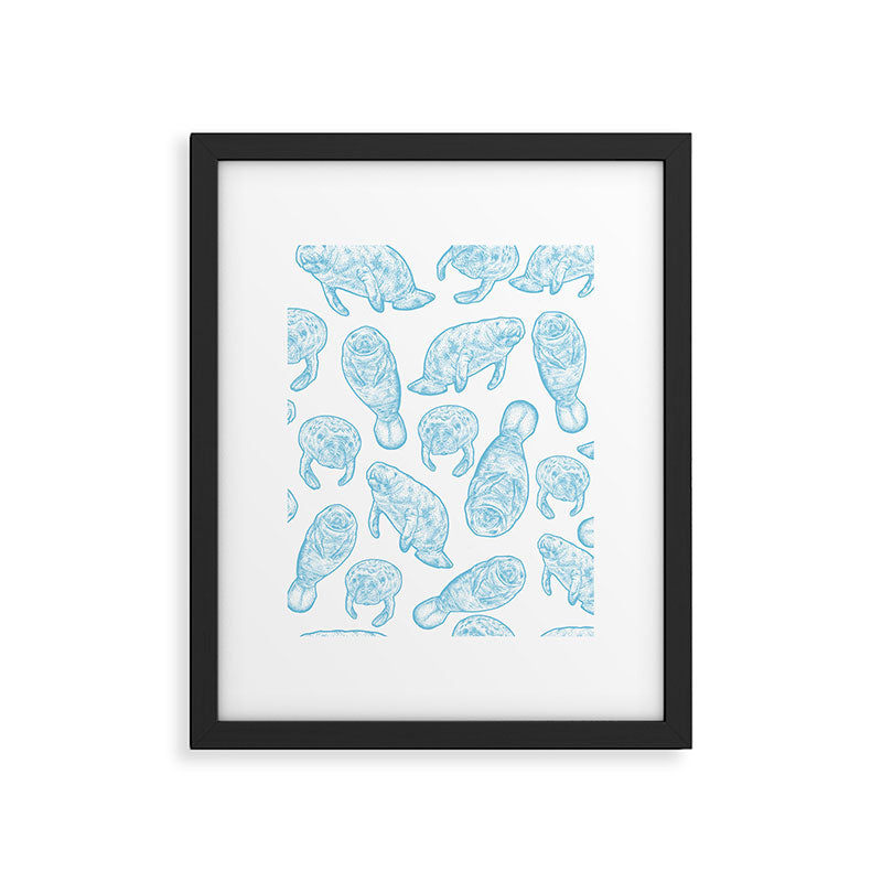 Manatees - Light Blue Framed Art Print Gallery Image 6