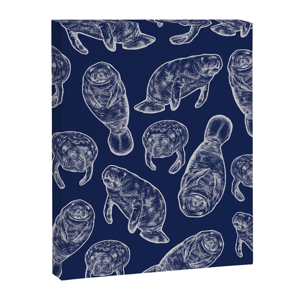 Manatees - Navy Canvas Print Gallery Image 8