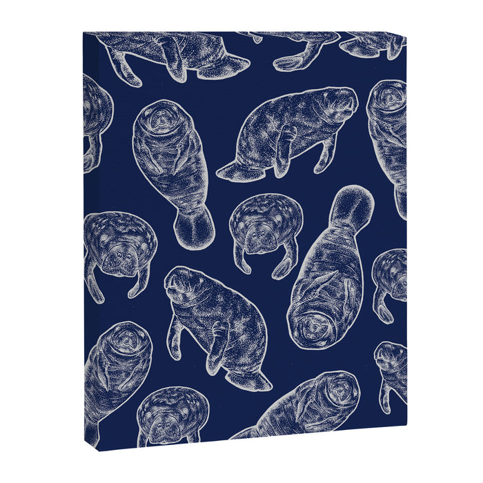 Manatees - Navy Canvas Print Gallery Image 1