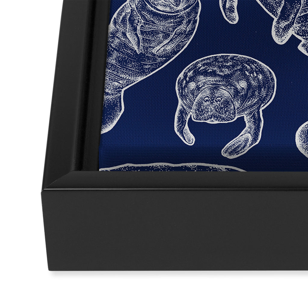 Manatees - Navy Framed Canvas Print Gallery Image 3