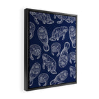 Manatees - Navy Framed Canvas Print Gallery Image 2