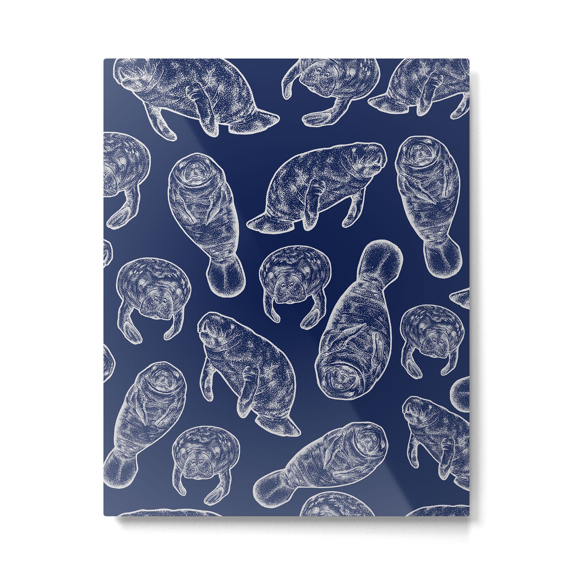 Manatees - Navy Metal Print Gallery Image 6