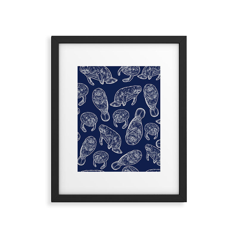 Manatees - Navy Framed Art Print Gallery Image 6
