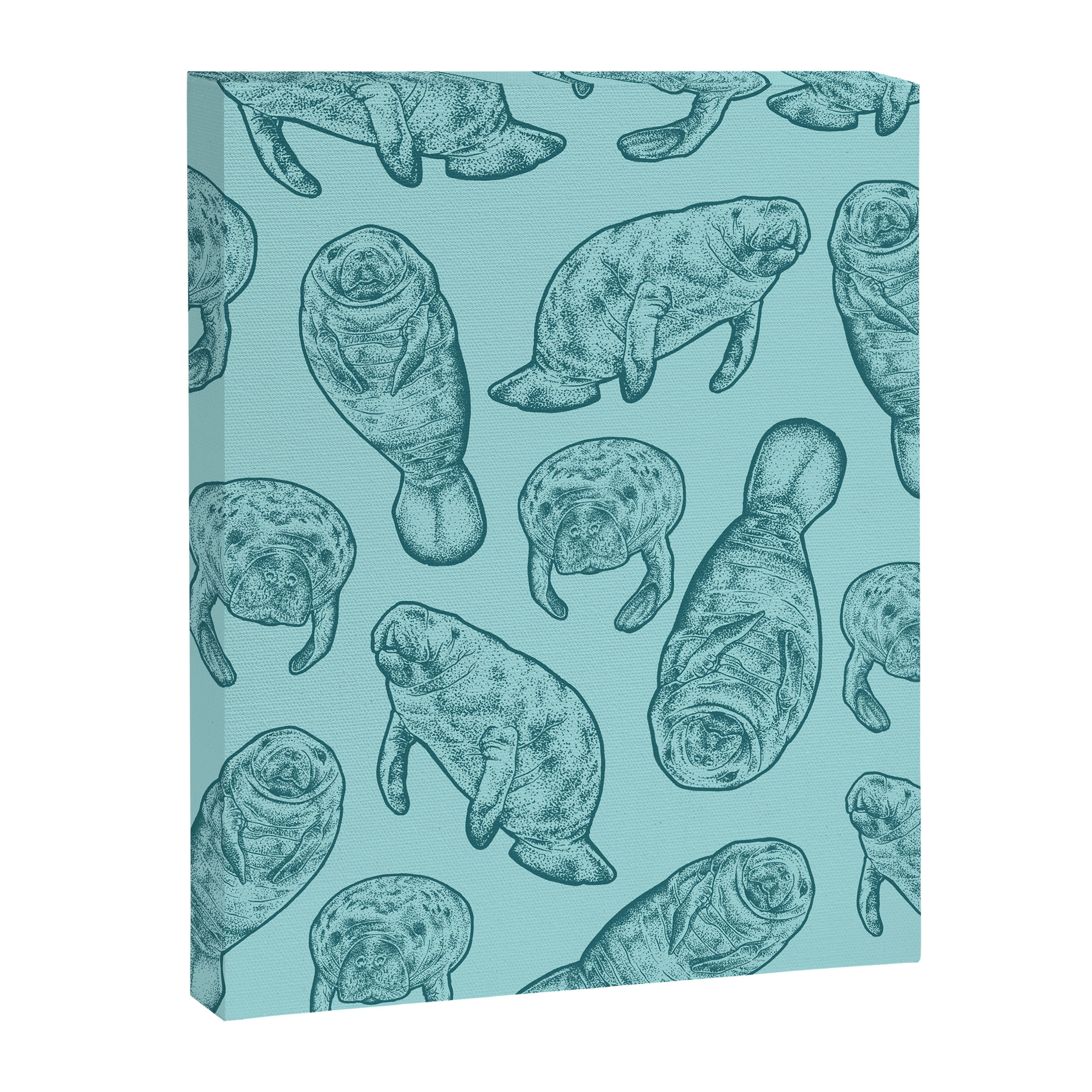 Manatees - Teal Canvas Print Gallery Image 8