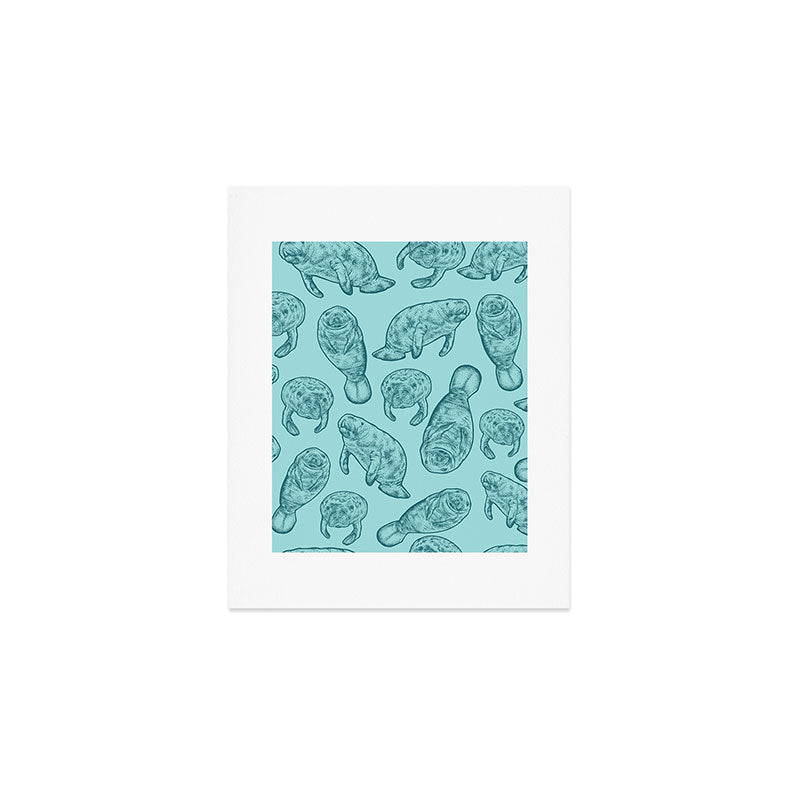 Manatees - Teal Art Print Gallery Image 1