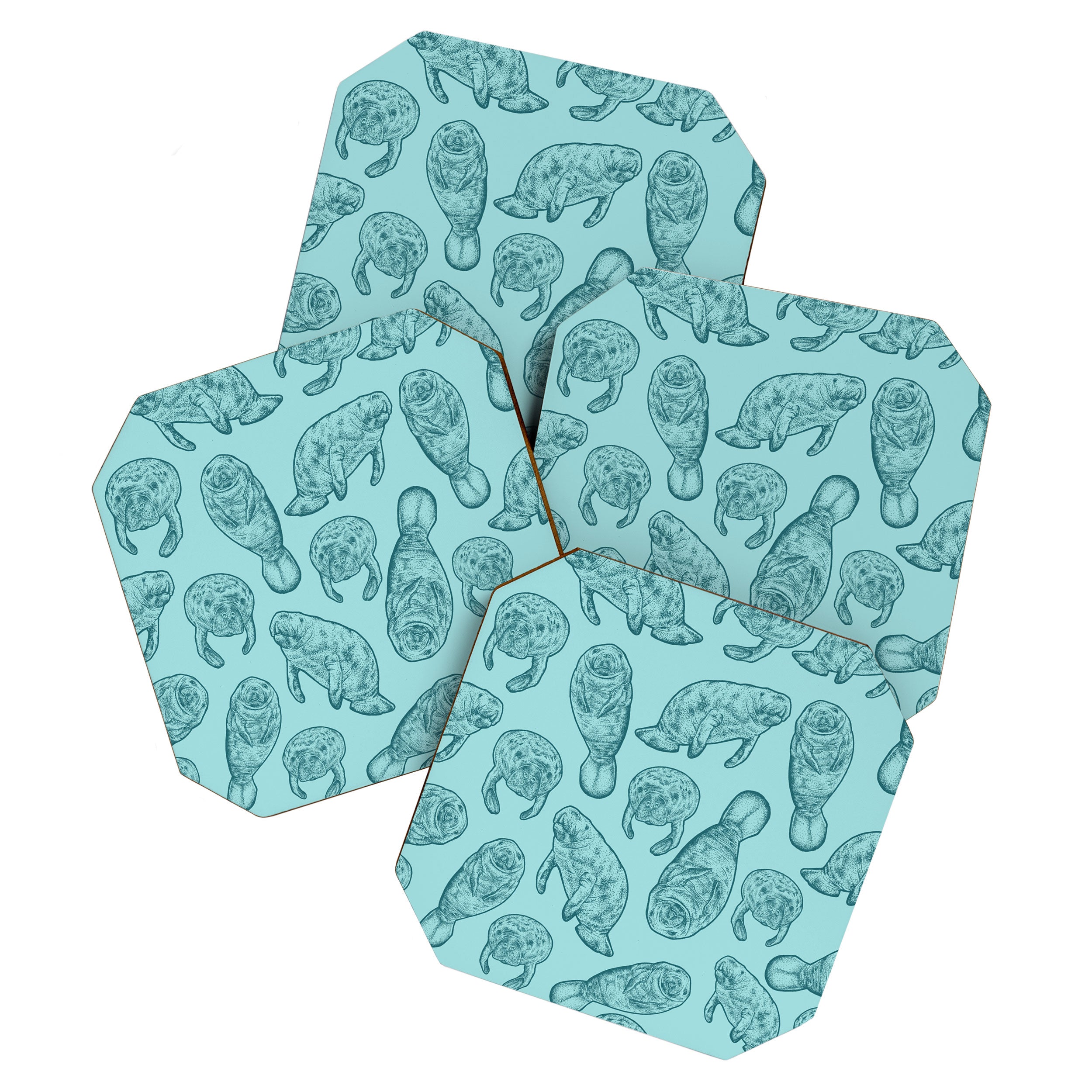 Manatees - Teal Coaster Gallery Image 1
