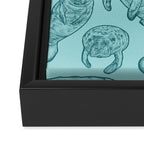 Manatees - Teal Framed Canvas Print Gallery Image 3