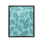 Manatees - Teal Framed Canvas Print Gallery Image 8