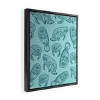Manatees - Teal Framed Canvas Print Gallery Image 2