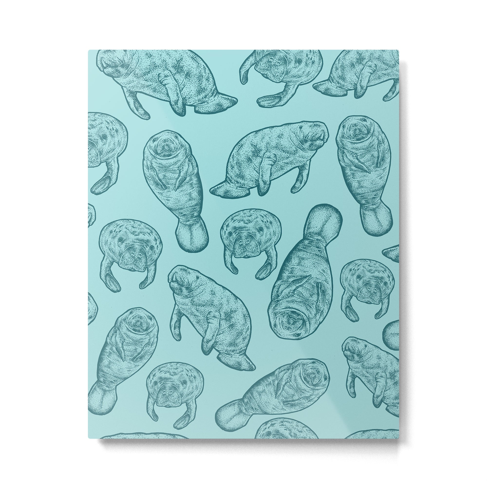 Manatees - Teal Metal Print Gallery Image 6