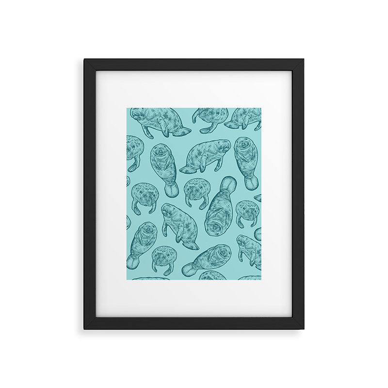 Manatees - Teal Framed Art Print Gallery Image 6
