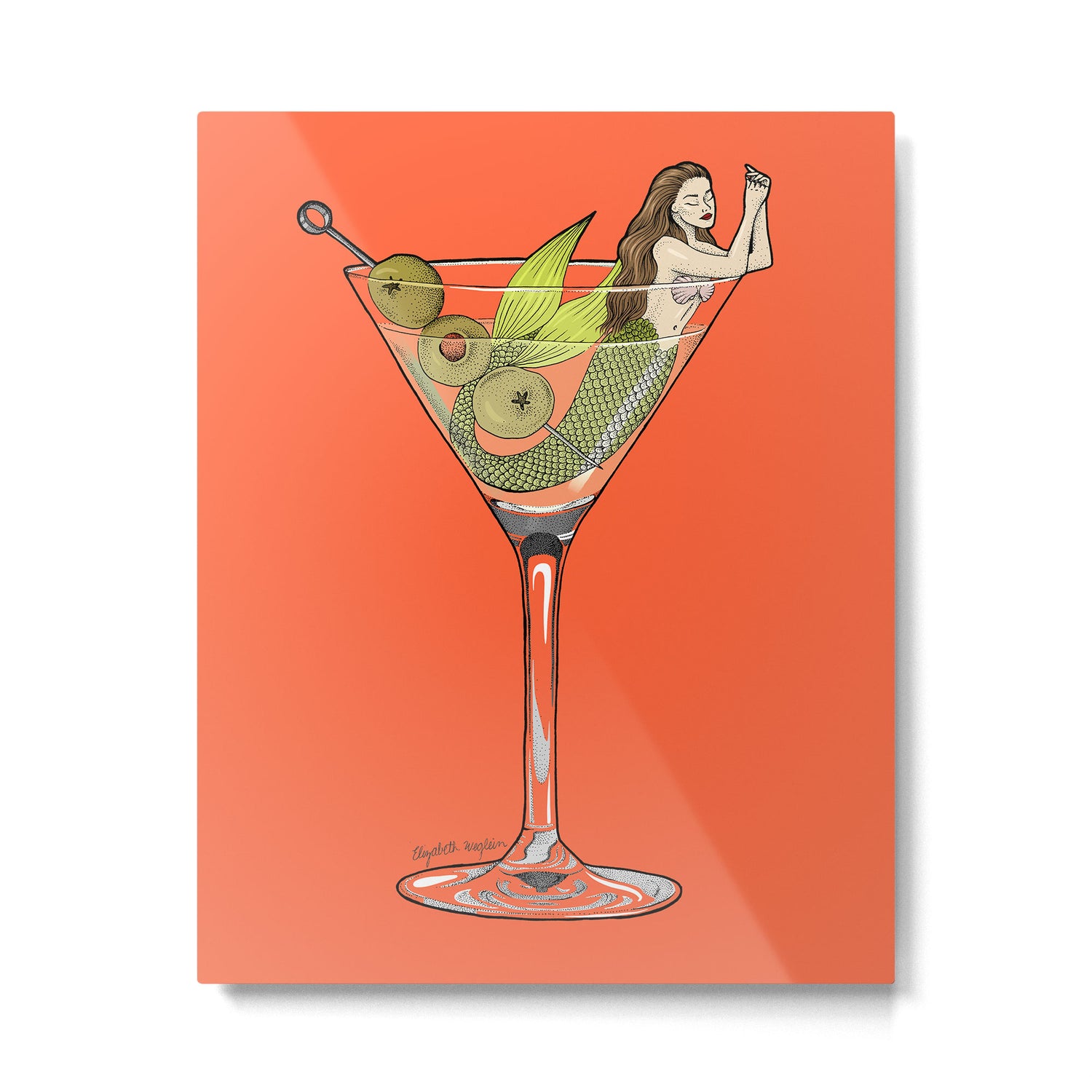 Martini Mermaid Cocktail Metal Print Gallery Image 4