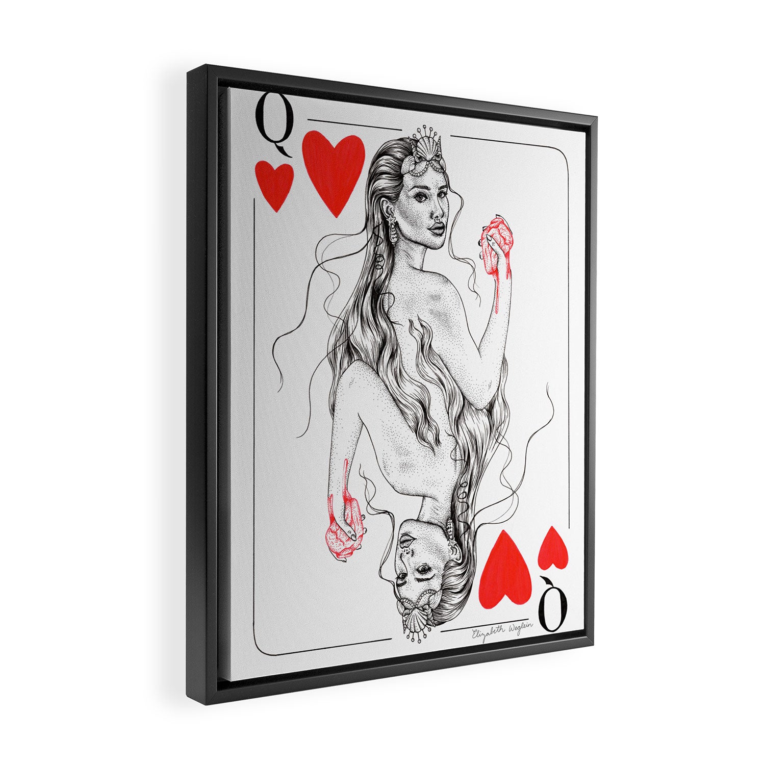 Mermaid Queen of Hearts Framed Canvas Print Gallery Image 2