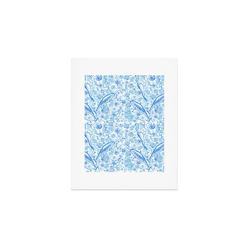 Mermaid Toile - Blue Art Print Gallery Image 1
