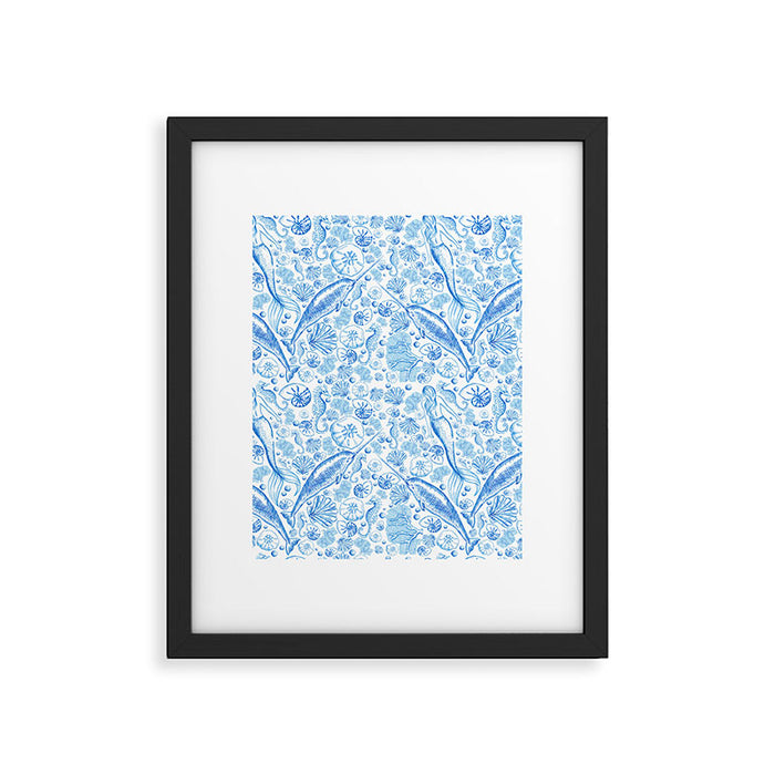 Mermaid Toile - Blue Framed Art Print Gallery Image 1