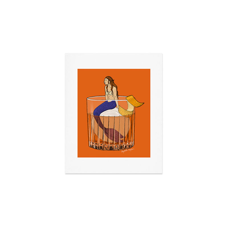 Old Fashioned Mermaid Cocktail Illustration Art Print Gallery Image 1