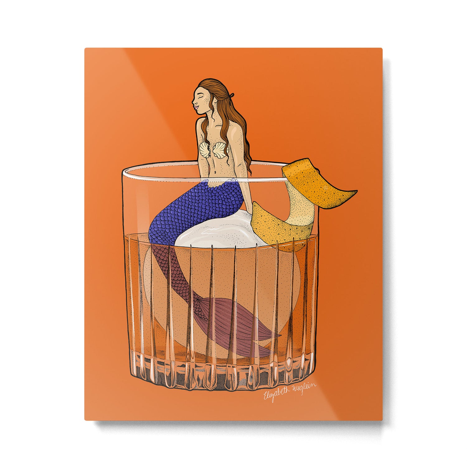 Old Fashioned Mermaid Cocktail Illustration Metal Print Gallery Image 4