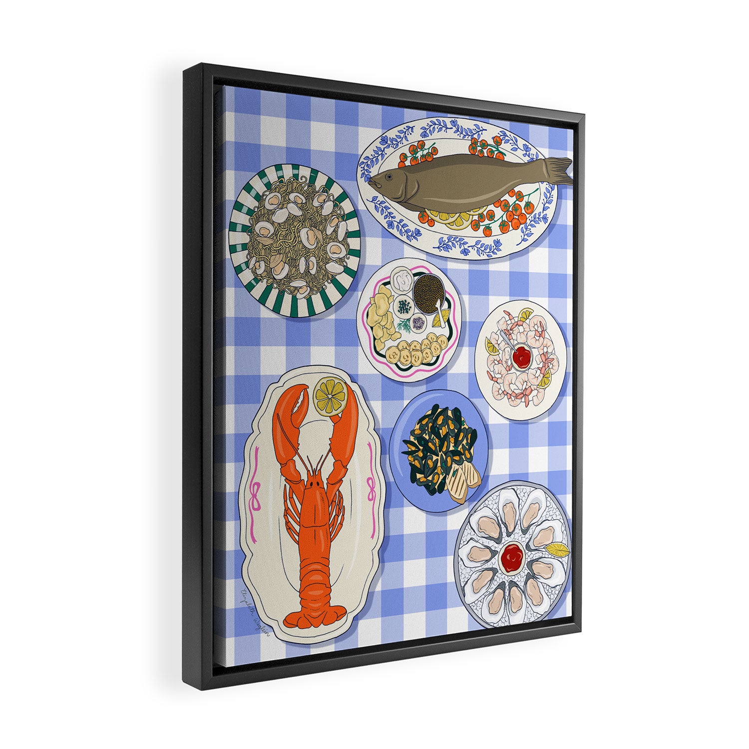 Seafood Feast Tablescape Framed Canvas Print Gallery Image 2
