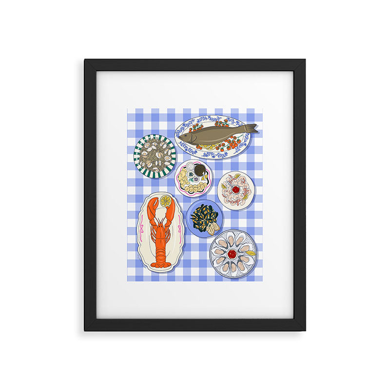 Seafood Feast Tablescape Framed Art Print Gallery Image 6