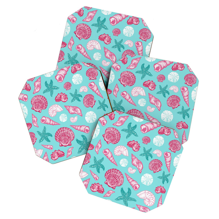 Seashell Pattern - Pink and mint Coaster Gallery Image 1